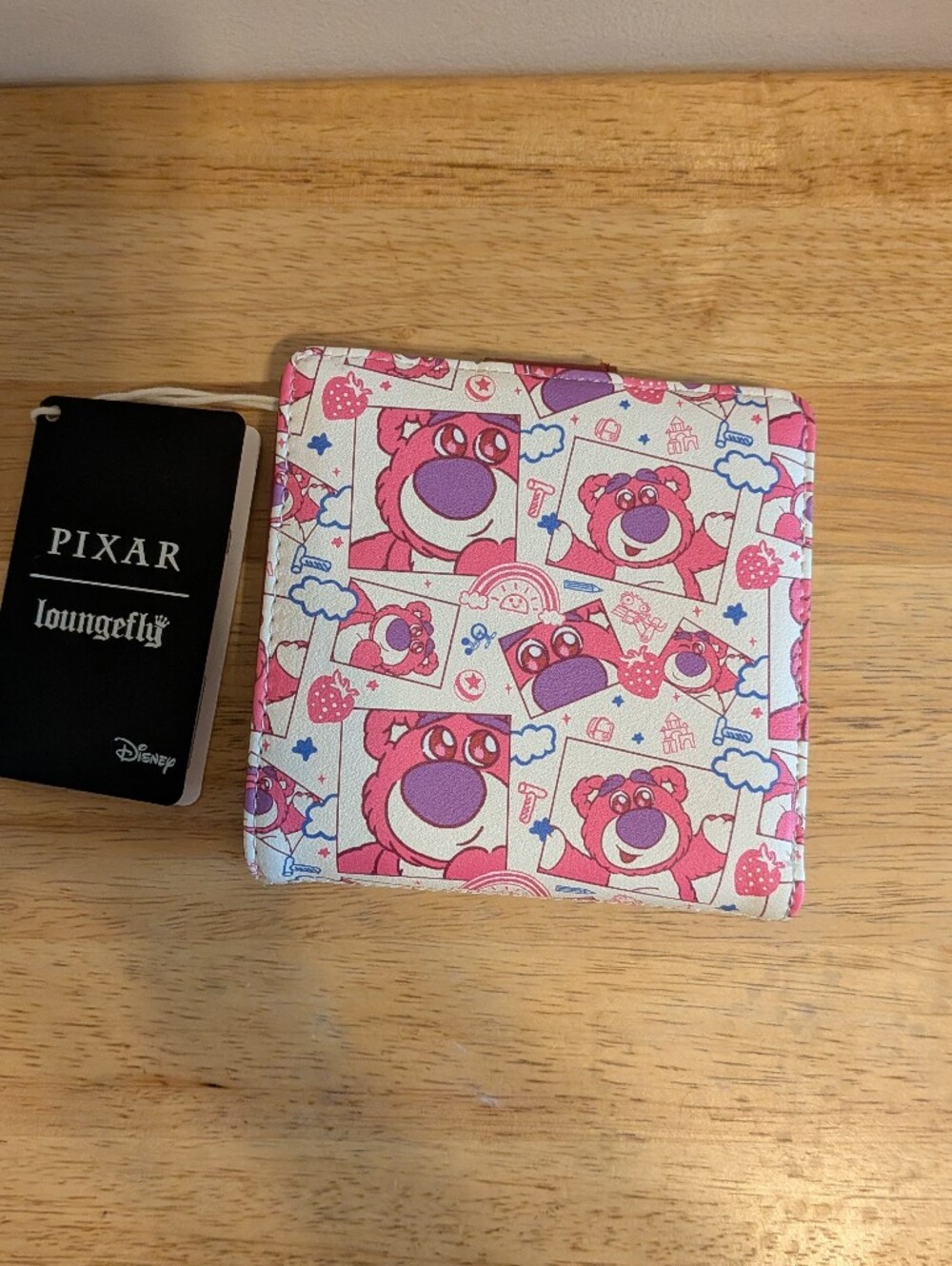 Loungefly Lotso Pattern Zip Wallet in Pink and Purple
